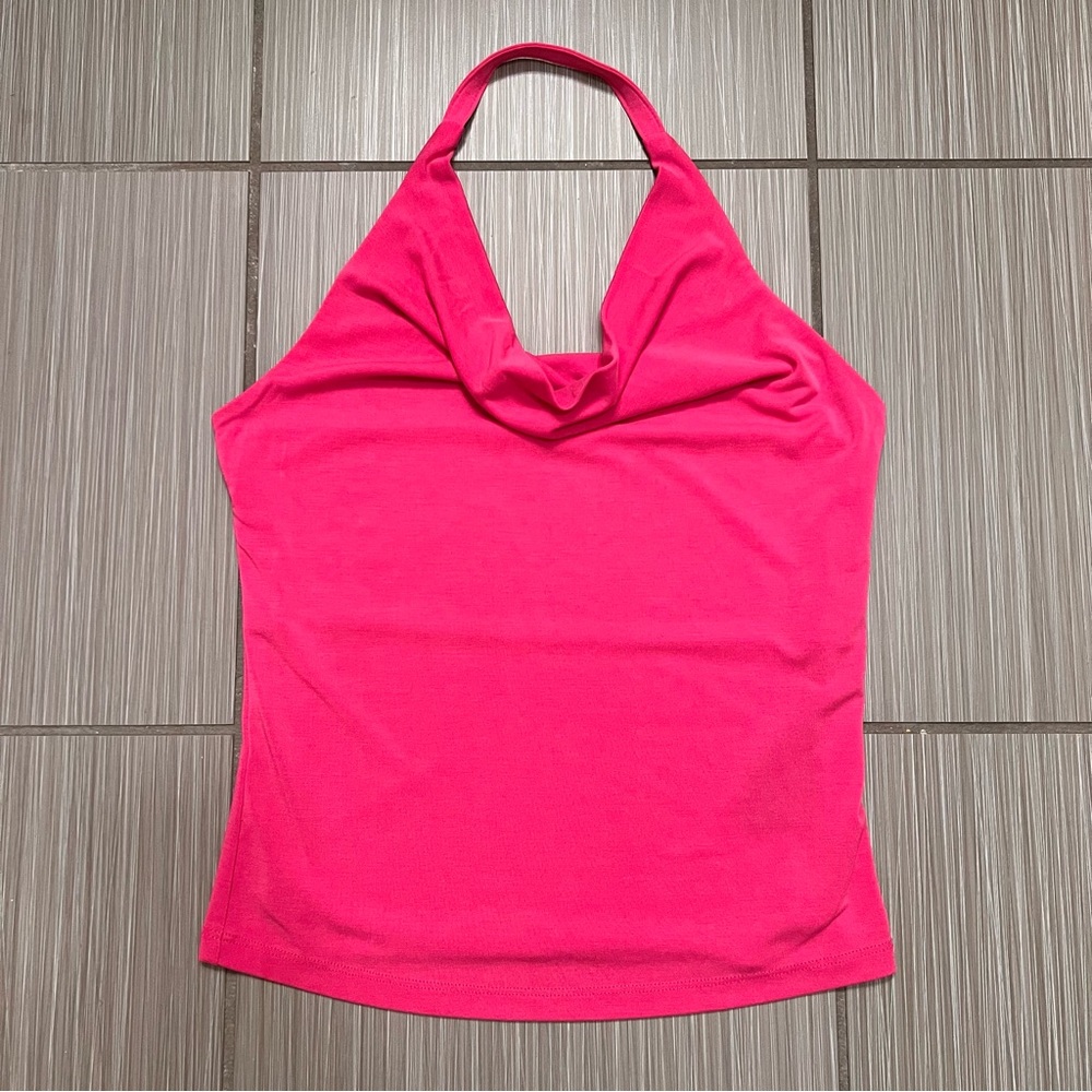 Anthropologie Cowl Neck Halter Top Hot Pink Sleeveless Stretch Tank Womens XS - Picture 5 of 11